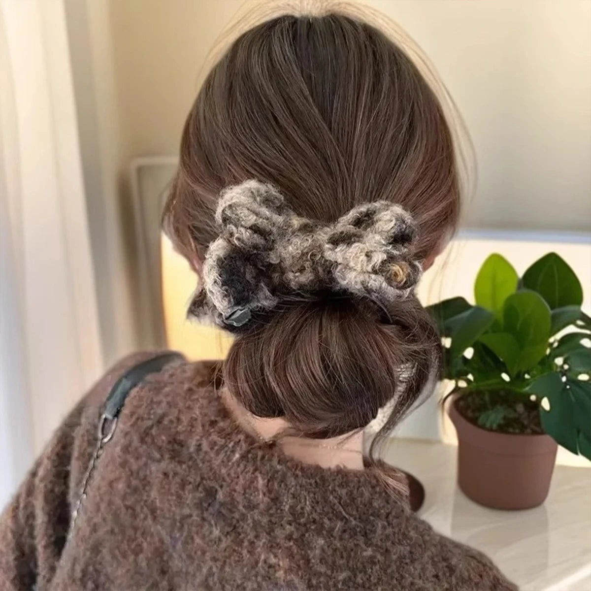 Leopard Plush Bow Clip