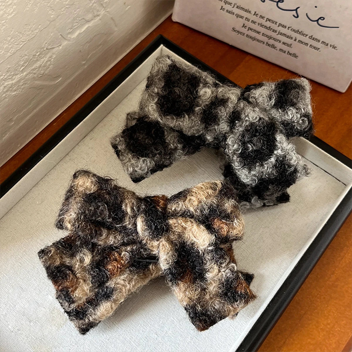 Leopard Plush Bow Clip