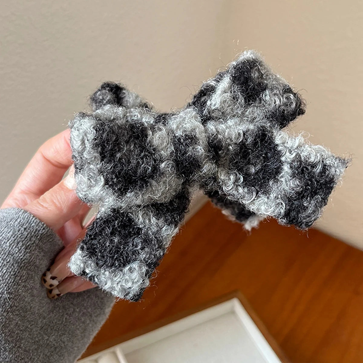 Leopard Plush Bow Clip