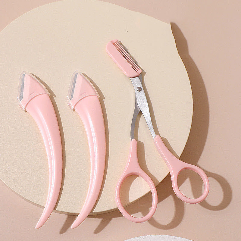 Eyebrow Trimmer Scissor with Comb and Razor