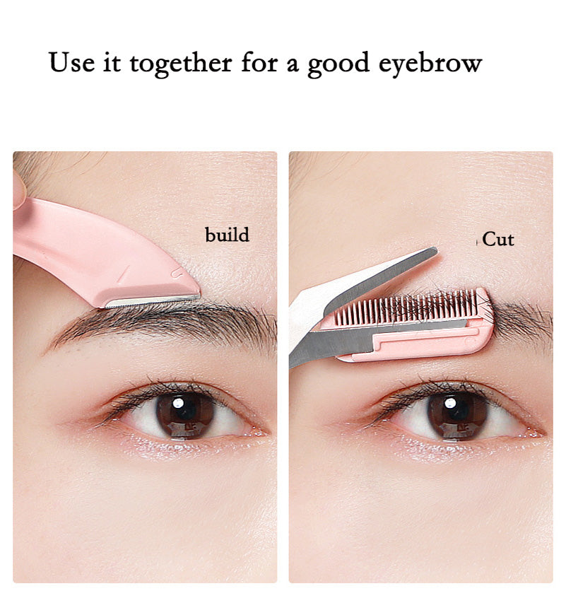 Eyebrow Trimmer Scissor with Comb and Razor