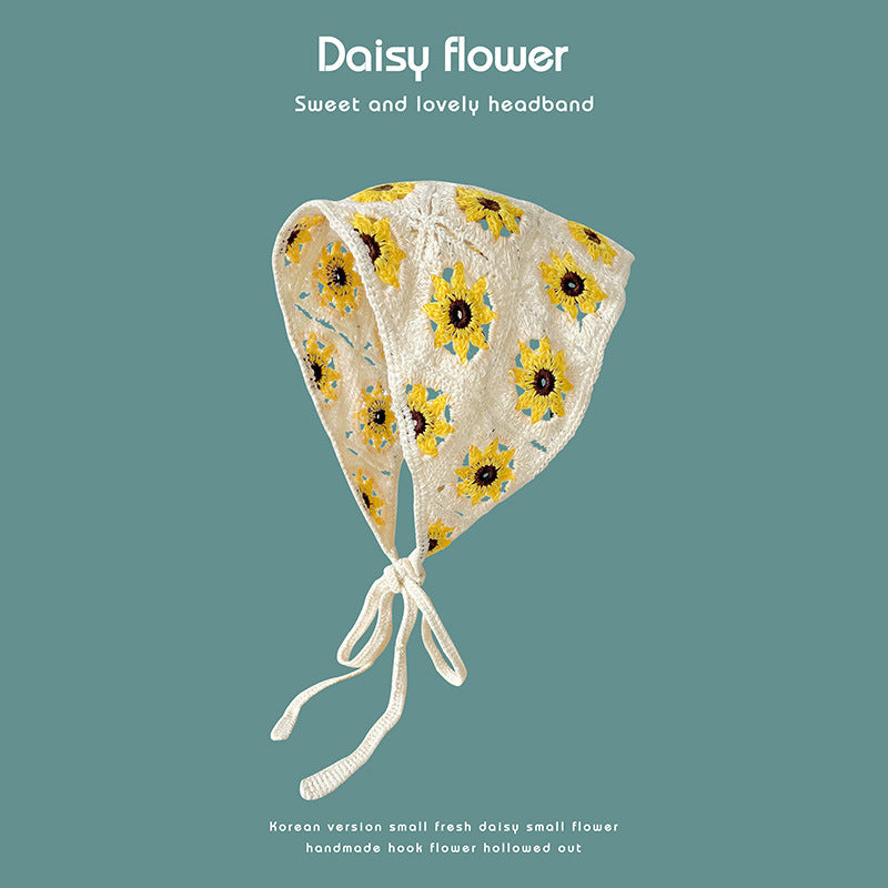 Daisy Flower Knitted Headband