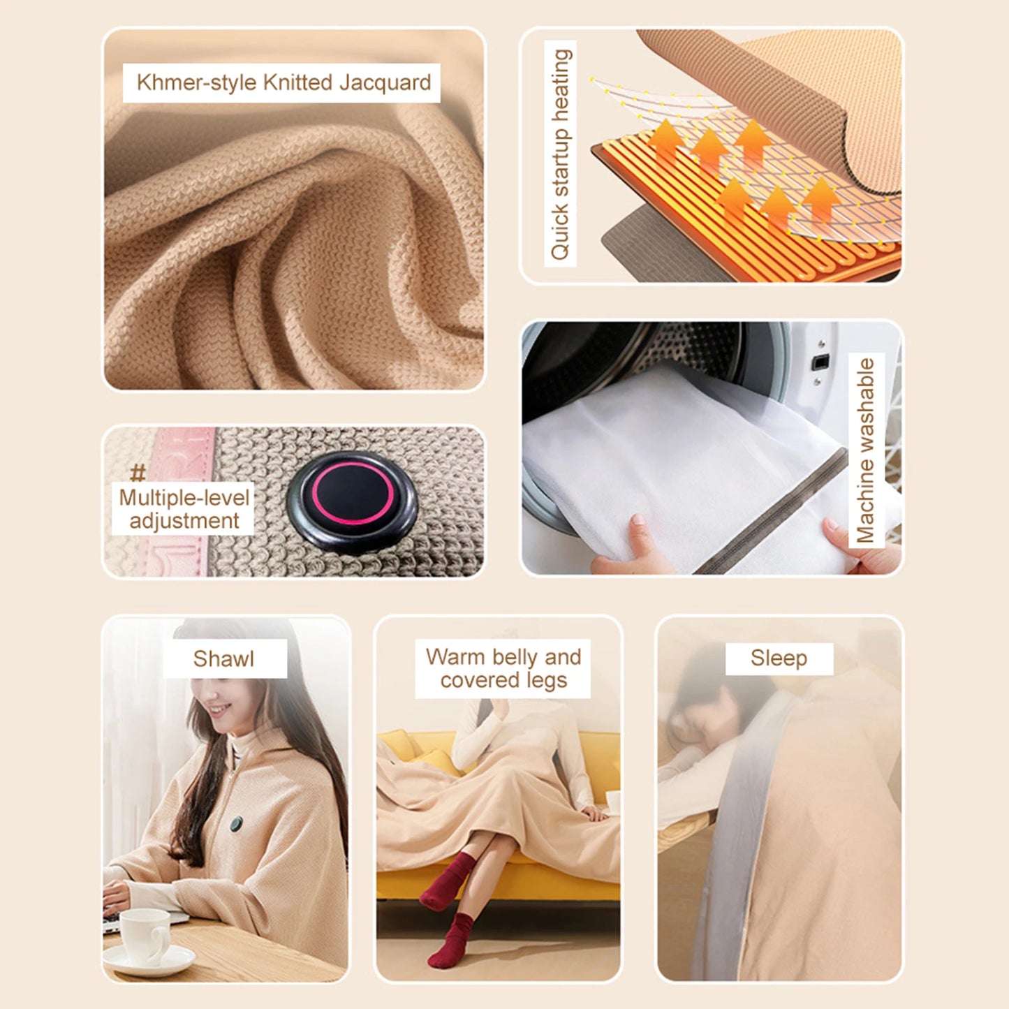 EmberEase Heated Blanket Shawl