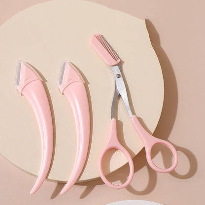 Eyebrow Trimmer Scissor with Comb and Razor
