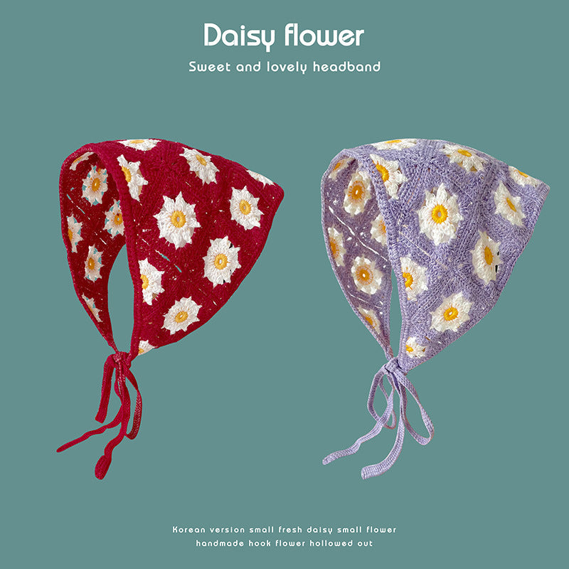 Daisy Flower Knitted Headband